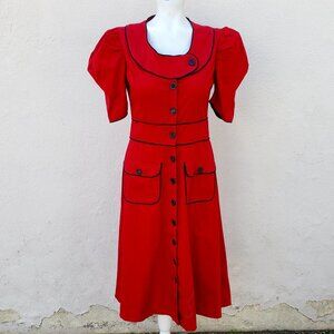 sweet button down dress with black piping